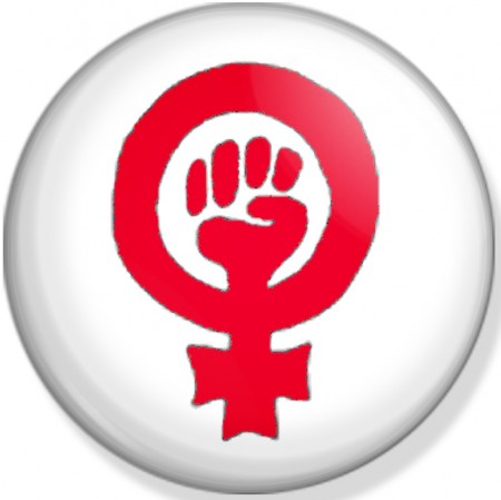 Kvinnesakssymbol - Pakke med fire stk. 32 mm button.